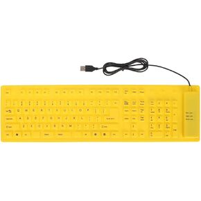Foldable Silicone Keyboard,108 Keys Waterproof Rollup Keyboard,USB Wired Silicone Keyboard,Mute Keyboard,Soft Touch Keyboard for PC,Laptop,Notebook(Yellow)