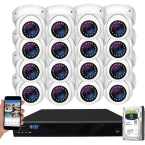 GW Security 16 Channel 4K NVR 5MP PoE IP Surveillance Security Camera System with 16 Super HD 1920P Weatherproof Microphone PoE Security AI Dome Cameras, Human Detection