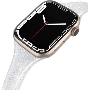 متوافق مع أشرطة ساعات Apple مقاس 42 مم 44 مم 45 مم، حزام بديل رياضي صغير ناعم من السيليكون اللامع متوافق مع iWatch Ultra Series 9 8 7 6 5 4 3 2 1 SE للسيدات in Kuwait