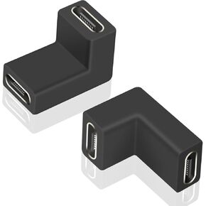 Duttek 90 Degree USB C Female to Female Adapter, 10GBbps USB C Coupler Adapter, Right Angle USB Type C 3.1 Female Adapter Connector Support Fast Charging and Data Transfer for Laptop, phone (2 Pack)