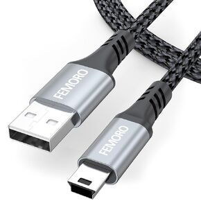 FEMORO Mini USB Cable 3ft, PS3 Controller Charger, USB Type A Mini B Cord for Garmin GPS Old Android TI84 Digital Camera PlayStation 3 Controller Gopro Hero 4 PS3