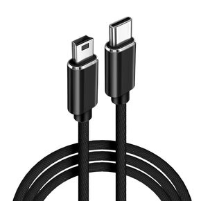 6.6ft USB C to Mini USB Cable, Mini USB to USB C Cable for Camera, GPS, Dash Cam, Game Controller (Black)