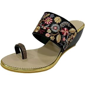Women's Ethnic Wedge Sandal Ring Toe Slippers Casual Summer Vacation Flip Flop Sandals for Women