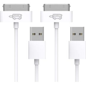 2-Pack RocketBus USB Sync Charging Charger Data Transfer Cable Cord for Use to Work with Charge Old Models Apple iPhone 3 3G 3GS 4 4S iPod 4G 4th Gen Older iPad 1st 2nd 3rd Generations