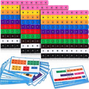 318 Pcs Math Manipulatives Link Cubes Math Counting Building Cubes Set with Stem Cards Linking Cubes Preschool Math Counting Blocks Counter Games for Boys Girls 4-8 Back to School Supplies