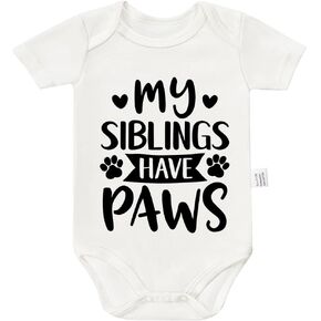 My Siblings Have Paws Bodysuits, Gender Neutral Baby Clothes, Must Haves for First Time Mom Newborn Gifts 0-24 Months