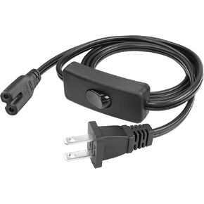 AC 2 Prong C8 Power Cord with Switch YACSEJAO 4.9FT NEMA 1-15P to IEC320 C7 Figure 8 Shotgun Universal Power Cord for Ring Light，Camera，Printer，TV，Mini Fridge and More