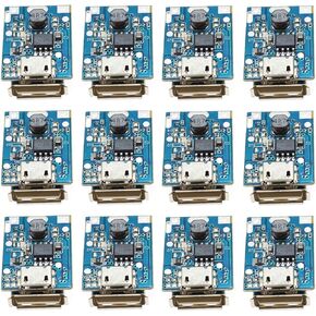 12Pcs 5V Boost Step Up Power Supply Module Lithium Battery Charge Protection Board for DIY Charger,with LED Display,USB and Micro Port