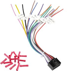 Android Stereo Wiring Harness 16Pin ISO Radio Wire Adapter, Stereo Wiring Cable with Butt Connector, 16 Pin ISO Radio Plug
