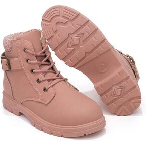 أحذية kkdom النسائية ذات المقدمة المستديرة المقاومة للماء للكاحل وكعب منخفض ورباط/سحاب جانبي أحذية قتالية للنساء in Kuwait