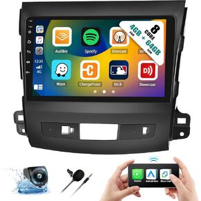[4+64G] 8-Core Android 13 Car Stereo for Mitsubishi Outlander 2008-2015 with Apple Carplay&Android Auto,9 Inch Car Radio with Mirror Link Bluetooth FM/RDS WiFi GPS SWC Dual USB+Backup Camera