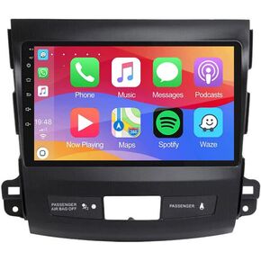 Android 13 for Mitsubishi Outlander Radio 2006-2012 with 9 IPS Touch Screen GPS Navigation Head Unit Built-in DSP Wireless Carplay Android Auto with Free Reverse Camera (4GB RAM+64GB ROM)