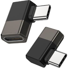 Right Angle USB C Adapter 2Pack, 90 Degree USB C Male to Type C Female Adapter Compatible with MacBook/Steam Deck/Switch/Notebook/PC/Tablet/Type-C Phones and More Devices.