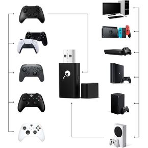 AKNES GuliKit Goku USB Wireless Controller Adapter, Dongle for Xbox Series X|S and Xbox One Controller(Bluetooth Ver.), Switch Pro / PS4&PS5 Controller, Play on Xbox One/Series X|S/PS4/Switch/PC/iOS