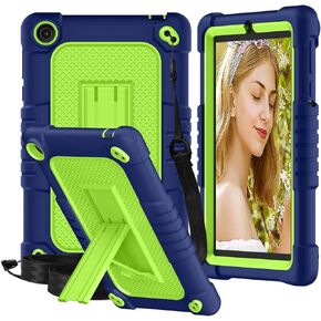 لـ Walmart Onn 7 2022 Model Gen 3 7 بوصة/لـ Walmart Onn 7 الجيل الثالث 100071481، حافظة بحزام كتف مضاد للصدمات للأطفال، لجهاز Walmart Onn 7 بوصة الجيل الثالث اللوحي (أخضر/وردي)