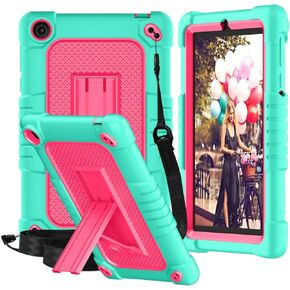 for Walmart Onn 7 2022 Model Gen 3 7 inch/for Walmart Onn 7 3rd Gen 100071481 Case,Shockproof Kids Friendly Shoulder Strap Stand Shell,for Walmart Onn 7 Inch 3nd Gen Tablet (Green/Pink)