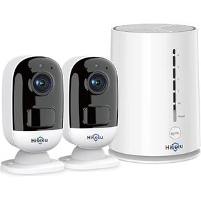 Hiseeu 3MP 2K Battery Powered Wireless Security Camera System Indoor/Outdoor,Motion Recording,2-Way Audio,IP66 Waterproof with 32G SD Card Compatible with Alexa Idea for Home/Office Surveillance