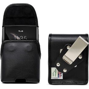 Turtleback Holster Designed for Motorola Razr (2020) 5G (2019) Vertical Belt Case Black Leather Pouch with Executive Belt Clip,