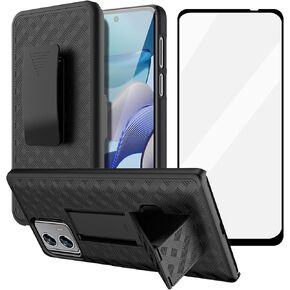 Ailiber for Motorola Moto G 5G 2023 Case, Moto G 5G 2023 Phone Case Holster with Screen Protector, Swivel Belt Clip, Kickstand Holder, Slim Shell Full Body Phone Cover for Motorola G 5G 2023-Black