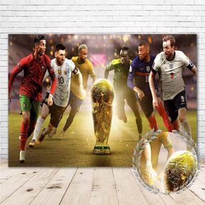 World Cup 2022 Backdrop 7x5ft Super Football Star Background Qatar World Cup 2022 Album Poster for Wall Decorations Vinyl Soccer Football Birthday Banner for Kids