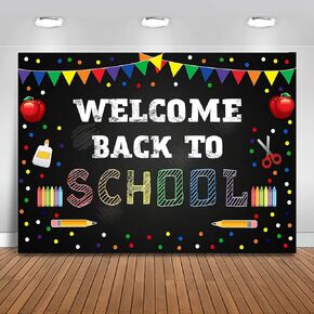 Mocsicka Back to School Backdrop 7x5ft First Day of School Photo Backdrops First Day of Kindergarten Pencil Welcome Back to School Party Decorations Banner
