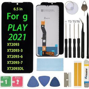 استبدال شاشة LCD لموتورولا موتو جي بلاي 2021 6.5 بوصة XT2093 xt2093-3 XT2093-6 XT2093-7 مجموعة شاشة LCD تعمل باللمس محول رقمي مع مجموعة أدوات إصلاح in Kuwait