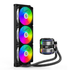 ALSEYE INFINITY i360 Water Cooling System - 360mm Radiator, Dual LED Pumps, Temperature Display, 3x120mm ARGB & PWM Fans, Low Noise Operation - Compatible with Intel LGA 1700/1200 & AMD AM5/AM4-Black