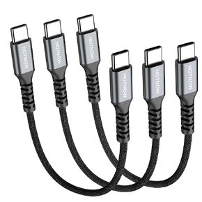 USB C to USB C Cable 1.5FT 3 Pack, Short USB-C 65W Fast Charging USB2.0 Cords for Samsung Galaxy S21/S21+/S20+ Ultra, Note 20/10 Ultra, Air 2020, iPad Pro and Power Bank