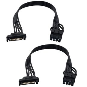 COMeap SATA to 8 Pin GPU Power Adapter, SATA to 8 Pin (6+2) PCIe Graphics Card Power Supply Cable 9-inch (Pack of 2)