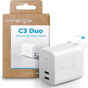 Innergie C6 Duo 63W PD3.0 QC4.0 PPS Dual-Port USB C Wall Charger US Plug Single Ver. Power Adapter Compatible with iPhone 15, iPad, MacBook Pro/Air, Switch &Windows PC Laptop (Delta Electronics)