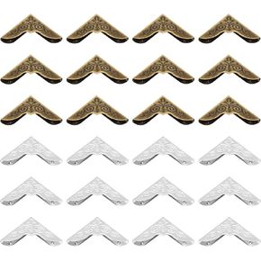 PATIKIL 30mm Metal Book Corners, 100pcs Photo Corners Book Corners Protector Retro Metal Decorative for Crafting Scrapbook Photo Album Book Binding, Bronze Silver