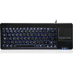 Perixx PERIBOARD-315H, Wired USB Backlit Keyboard with Touchpad and 2 USB Ports, Black (10917)