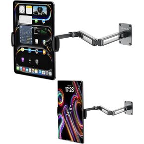 Aluminum Alloy Tablet Wall Mount Holder for iPad, Foldable Portable Monitor Stand 360° Adjustable Wall Arm Mount for iPad Pro Air 13/11" 2024, iPad 10/9th, Samsung Galaxy Tab, 7-15.6'' Tablet