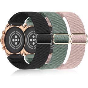 3 Pack 18mm Stretchy Nylon Watch Bands for Fossil Women's Gen 5E 42mm / Gen 6 42mm,Soft Quick Release Wristband Loop Elastic Strap for Fossil Venture Gen 4 HR/Gen 3 Women Men