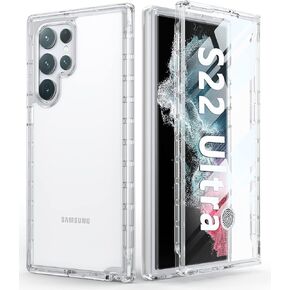 FNTCASE for Samsung Galaxy S22-Ultra Case: Full Drop Proof Protection Translucent Cases | Matte Textured Shockproof Protective Bumper | Rugged Hard Cell Phone Cover for Galaxy S22Ultra 5G