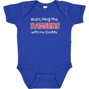 Watching the Rangers with My Daddy Baby Boy's Bodysuit Outfit - Royal