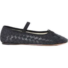 Woven Ballet Flats for Women Almond Toe Mary Jane Flats Stretch Band Bow Ballerina Shoes