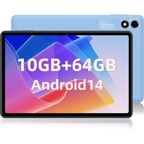 Android 14 Tablet, 10.1 inch Tablets, 10GB RAM + 64GB ROM 1TB Expand, Octa-Core Tablet with GPS, 8000mAh, 1280x800 FHD Display, 5MP+8MP Dual Camera, WiFi, Bluetooth, GPS (Blue)