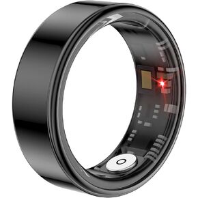 Smart Ring Fitness Tracker for Men Women, Health Sleep Heart Rate Blood Oxygen Tracker Smart Ring with Wireless Charger Box, IP67 Waterproof Bluetooth Tracker Rings, Free APP (Black)… in Saudi Arabia