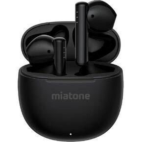 MIATONE London Wireless Earbuds, Bluetooth 5.3 Ear Buds 50H Playtime with Charging Case, Built-in Microphone for Phone Calls, Semi-in-ear Ear Buds Earphones - Black
