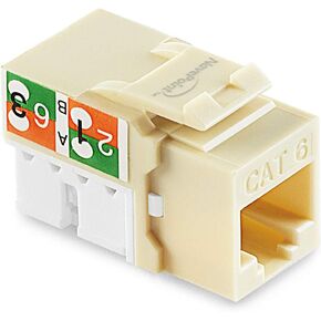NavePoint 90 Degree Cat6 Keystone Jack, RJ45 Ethernet Connector, Type 110, Ivory 25-Pack