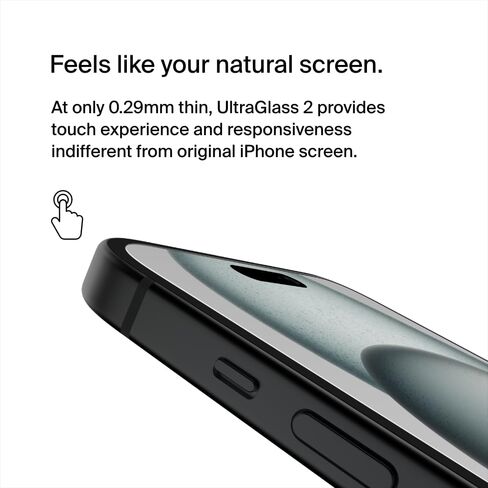 Belkin ScreenForce UltraGlass 2 Treated iPhone 15 Plus, 14 Pro Max Screen Protector - Scratch-Resistant, 9H Hardness Tested Glass w/Slim Design - Includes Easy Align Tray for Bubble-Free Application in Saudi Arabia