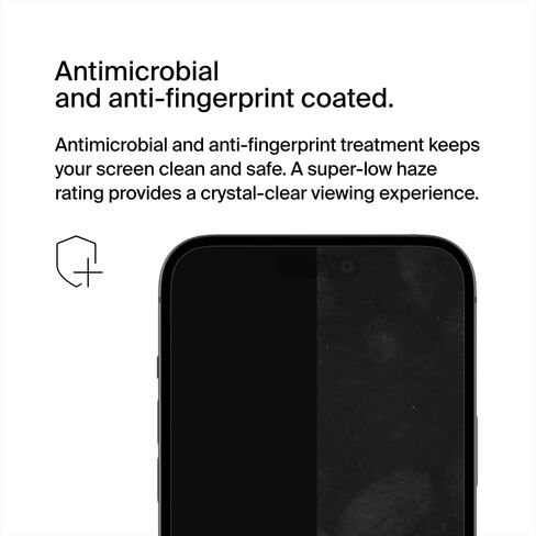 Belkin ScreenForce UltraGlass 2 Treated iPhone 15 Plus, 14 Pro Max Screen Protector - Scratch-Resistant, 9H Hardness Tested Glass w/Slim Design - Includes Easy Align Tray for Bubble-Free Application in Saudi Arabia