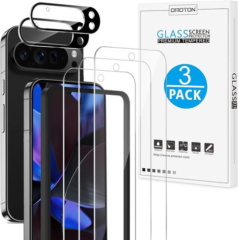 واقي شاشة OMOTON لهاتف Google Pixel 9 Pro XL، [3+2 حزمة] 3 قطع من الزجاج المقوى لهاتف Pixel 9 Pro XL و2 واقي عدسة الكاميرا، إطار صديق للحافظة/محاذاة (إصدار 2024)، وليس لهاتف Pixel 9 Pro in Kuwait