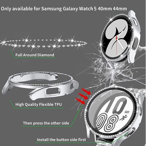 حافظة Bling Band+ متوافقة مع ساعة Samsung Galaxy Watch 7 مقاس 40 مم، حزام وغطاء بديل للسيدات لساعة Samsung Watch 7 in Kuwait