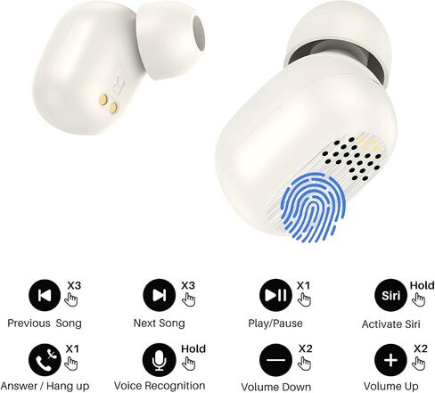 Bluetooth Earbuds Wireless Headphones with Mini Charging Case Touch Control IPX4 Waterproof Ear buds Wireless Bluetooth In-Ear Noise Cancelling Headphones compatible with iOS/Android/Windows (Black) in Saudi Arabia