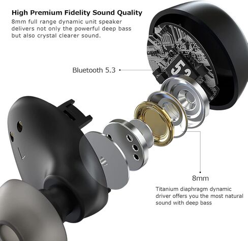 Bluetooth Earbuds Wireless Headphones with Mini Charging Case Touch Control IPX4 Waterproof Ear buds Wireless Bluetooth In-Ear Noise Cancelling Headphones compatible with iOS/Android/Windows (Black) in Kuwait