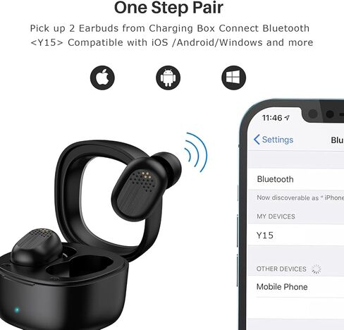 Bluetooth Earbuds Wireless Headphones with Mini Charging Case Touch Control IPX4 Waterproof Ear buds Wireless Bluetooth In-Ear Noise Cancelling Headphones compatible with iOS/Android/Windows (Black) in Kuwait