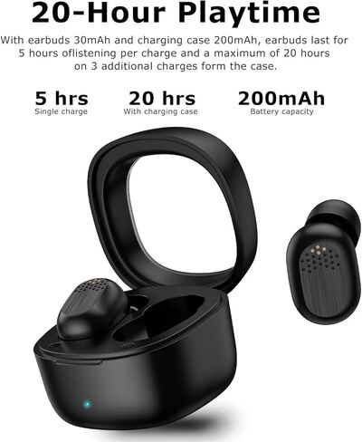 Bluetooth Earbuds Wireless Headphones with Mini Charging Case Touch Control IPX4 Waterproof Ear buds Wireless Bluetooth In-Ear Noise Cancelling Headphones compatible with iOS/Android/Windows (Black) in Kuwait