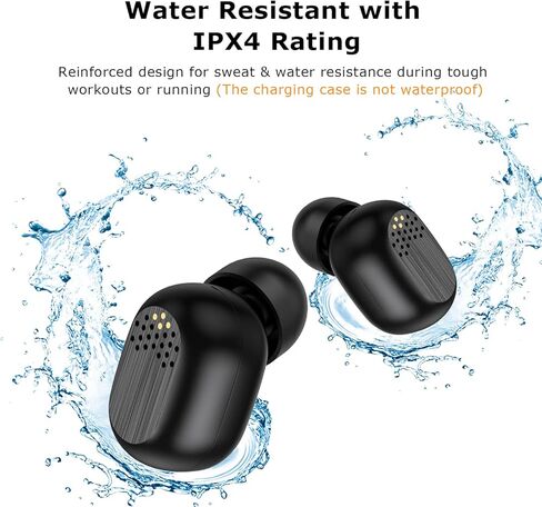 Bluetooth Earbuds Wireless Headphones with Mini Charging Case Touch Control IPX4 Waterproof Ear buds Wireless Bluetooth In-Ear Noise Cancelling Headphones compatible with iOS/Android/Windows (Black) in Kuwait